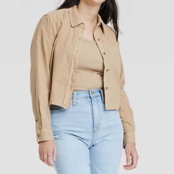 Universal Thread Beige Cropped Fit Jacket - Picture 1 of 5